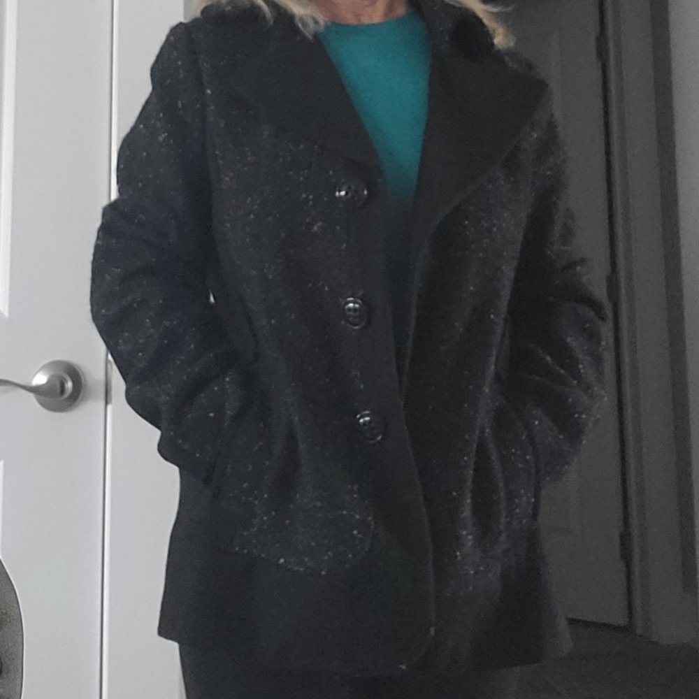 Black Coat, Peacoat Style, Medium by Giacca